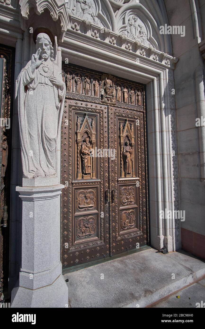 Doors of the Cathedral Basilica of the Sacred Heart cathedral in Newark New Jersey, USA. Stock Photo