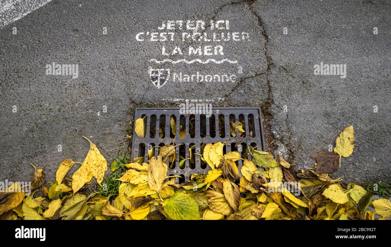 'La mer' environmental campaign in Narbonne Stock Photo