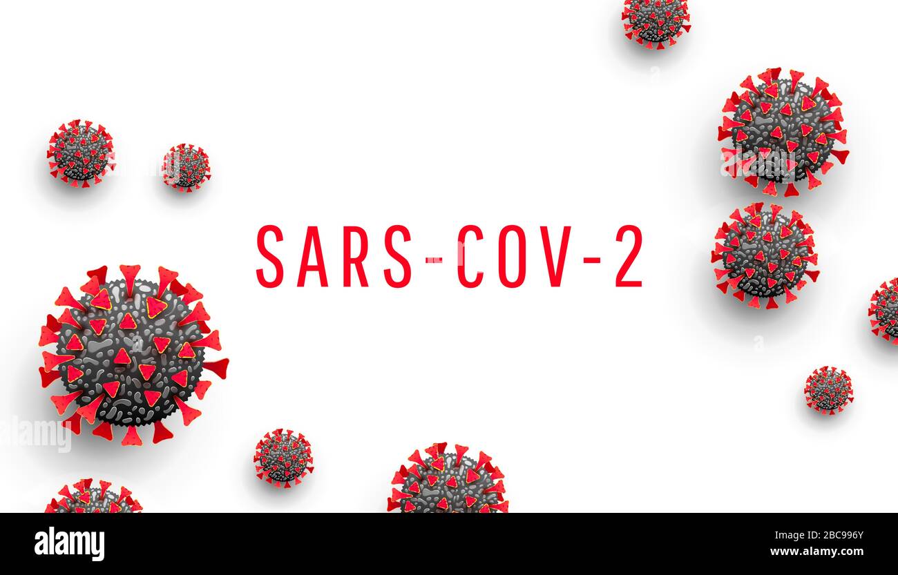 Deadly Coronavirus COVID-19 SARS-CoV-2 Prevention of viral infections. Coronavirus cells isolated on a white background. Horizontal banner template for article, infographic or flyer. Vector illustration Stock Vector