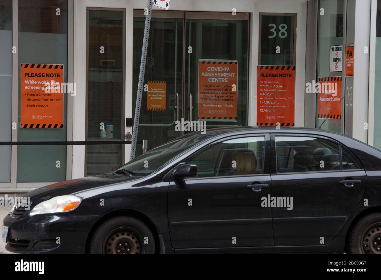 April 3 2020 A Car Parked In Front Of The Covid 19 Assessment