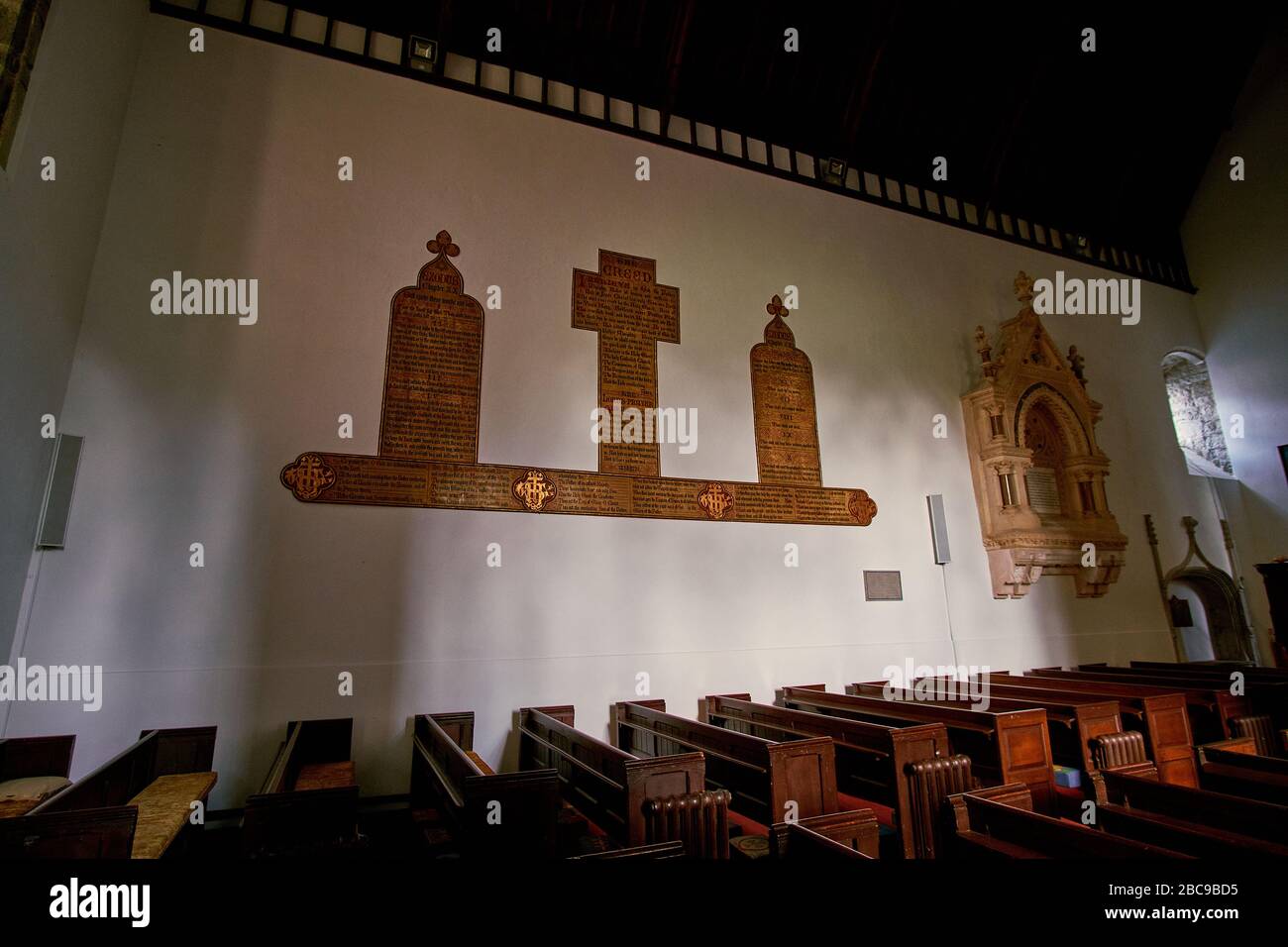 Gortaganniv, Gortaganniff, Co. Clare, Ireland - 10/26/2018: Old Augustinian Friary East of Adare, Ireland. Interior chowing creed mural. Stock Photo