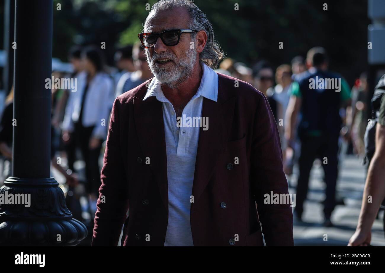 FLORENCE, Italy- June 12 2019: Alessandro Squarzi on the street during the Pitti 96. Stock Photo