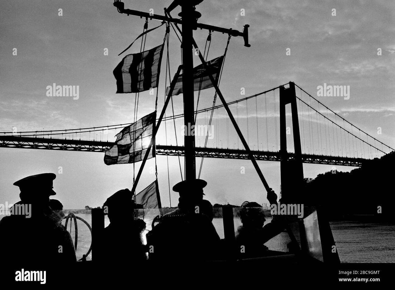 AJAXNETPHOTO. 1971. RIVER SEINE, TANCARVILLE, FRANCE. - 38 KNOTS TO LE HAVRE - HMS SABRE VOYAGE TO PARIS UP THE SEINE AND BACK PORTLAND TO PMO. SEINE VILLAGES; WATERWAY TRAFFIC LANDMARKS BRIDGES LOCKS ETC., PHOTO;JONATHAN EASTLAND/AJAX REF:RX7151204 115 Stock Photo