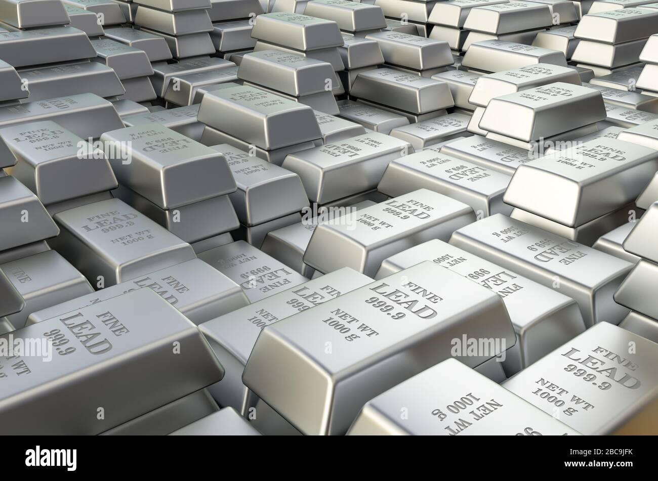Lead ingots, bars background. 3D rendering Stock Photo Alamy