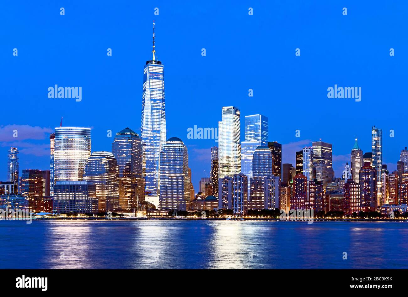 New York Skyline Freedom Tower One World Trade Center Downtown Manhattan New York City Financial District Stock Photo