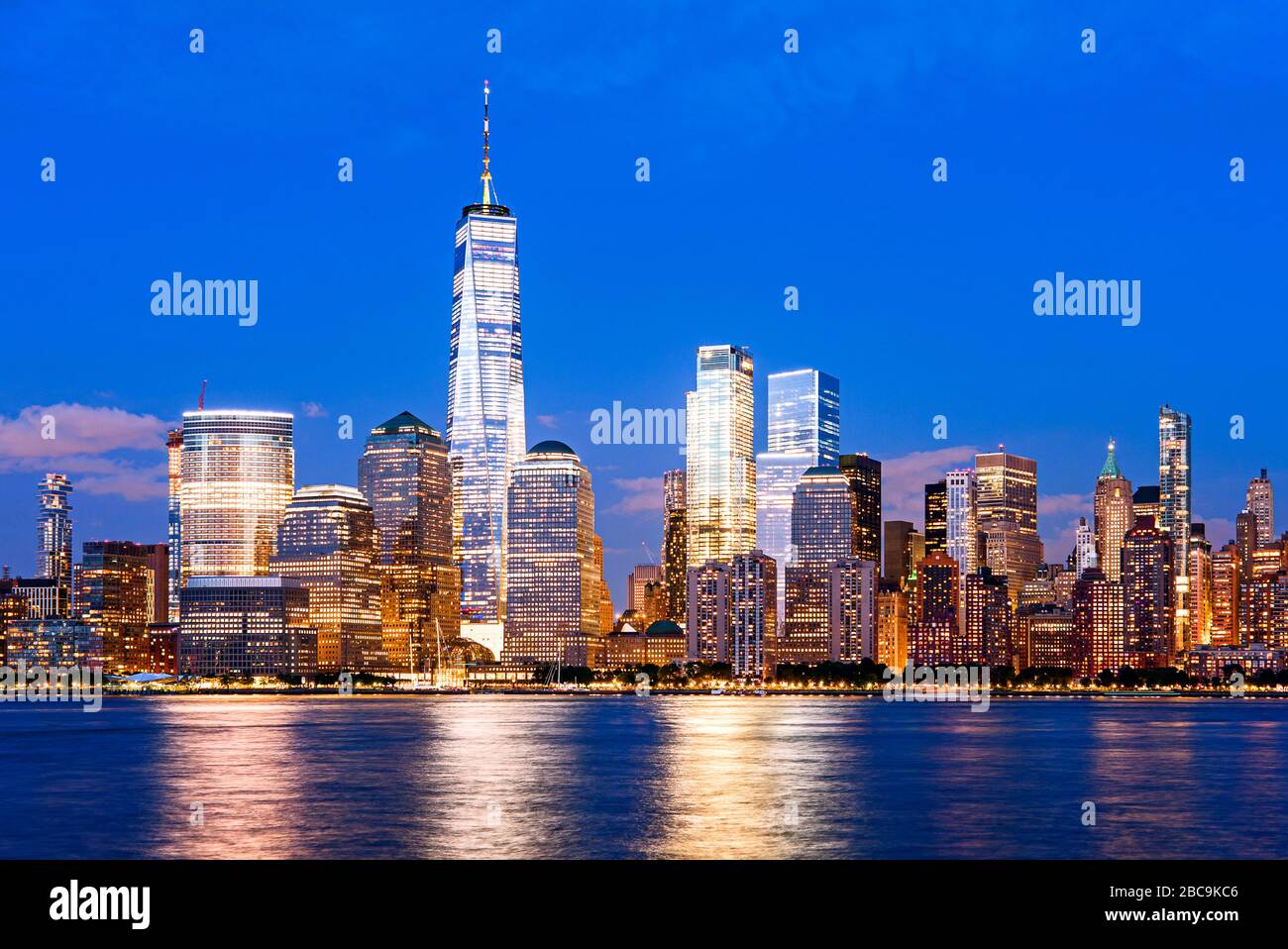 New York Skyline Freedom Tower One World Trade Center Downtown Manhattan New York City Financial District Stock Photo