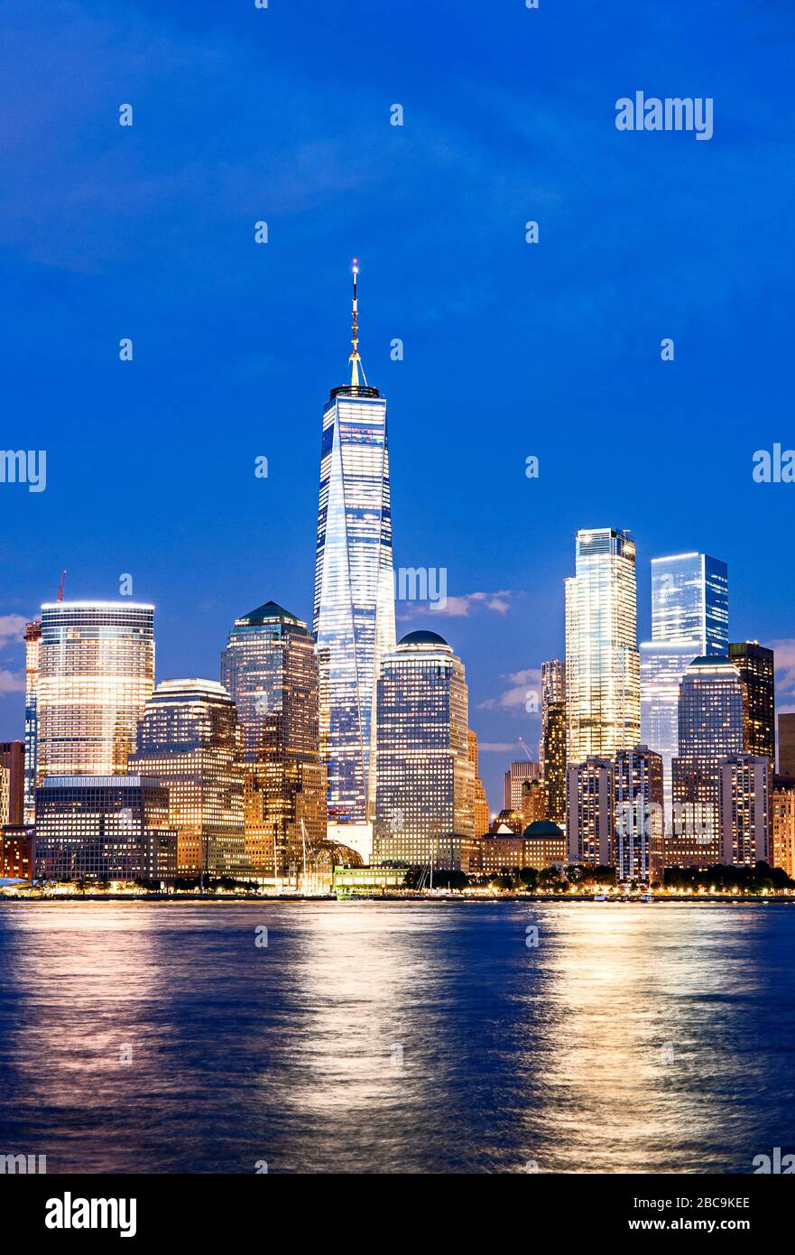 New York Skyline Freedom Tower Downtown Manhattan New York City One World Trade Center Financial District Stock Photo