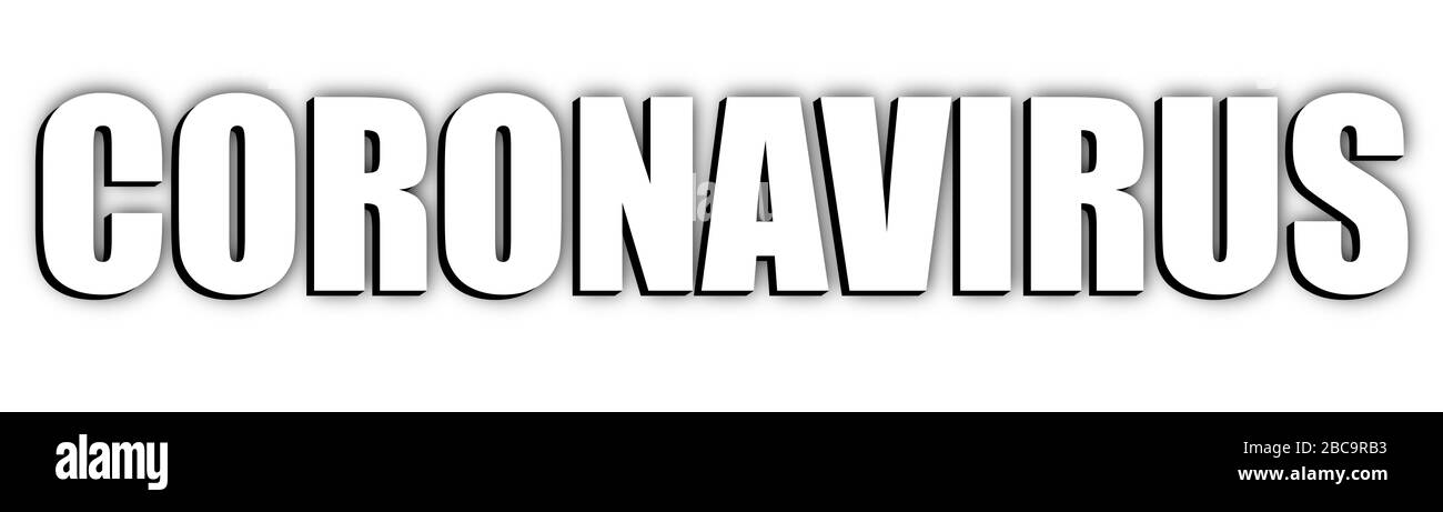 Coronavirus typography illustration with drop shadow on white background Stock Photo