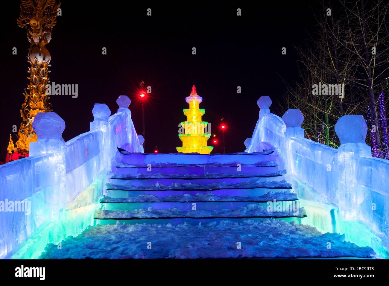 The ice sculptures at night Stock Photo - Alamy