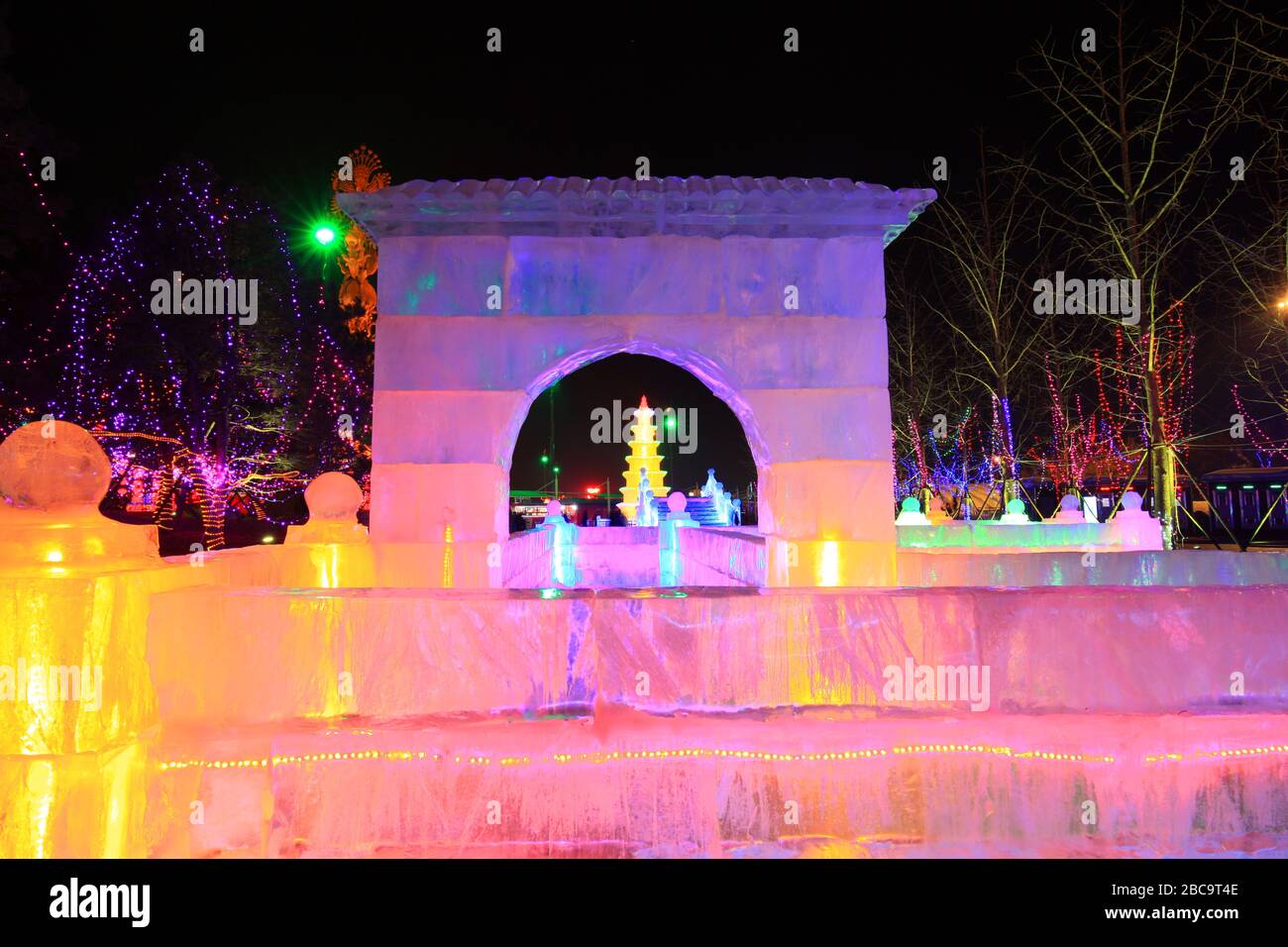The ice sculptures at night Stock Photo - Alamy