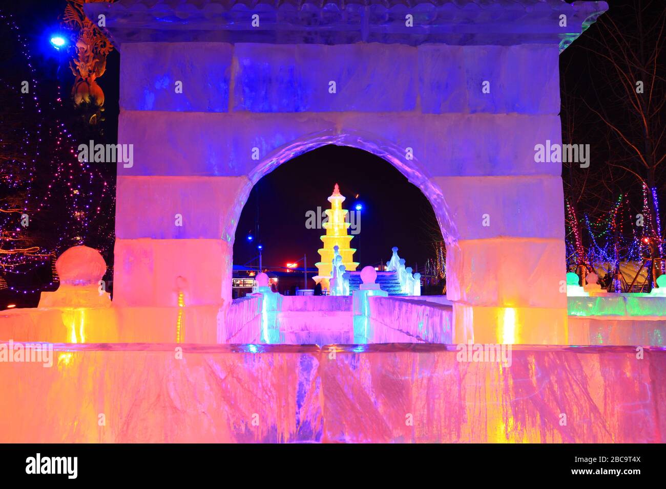 The ice sculptures at night Stock Photo - Alamy