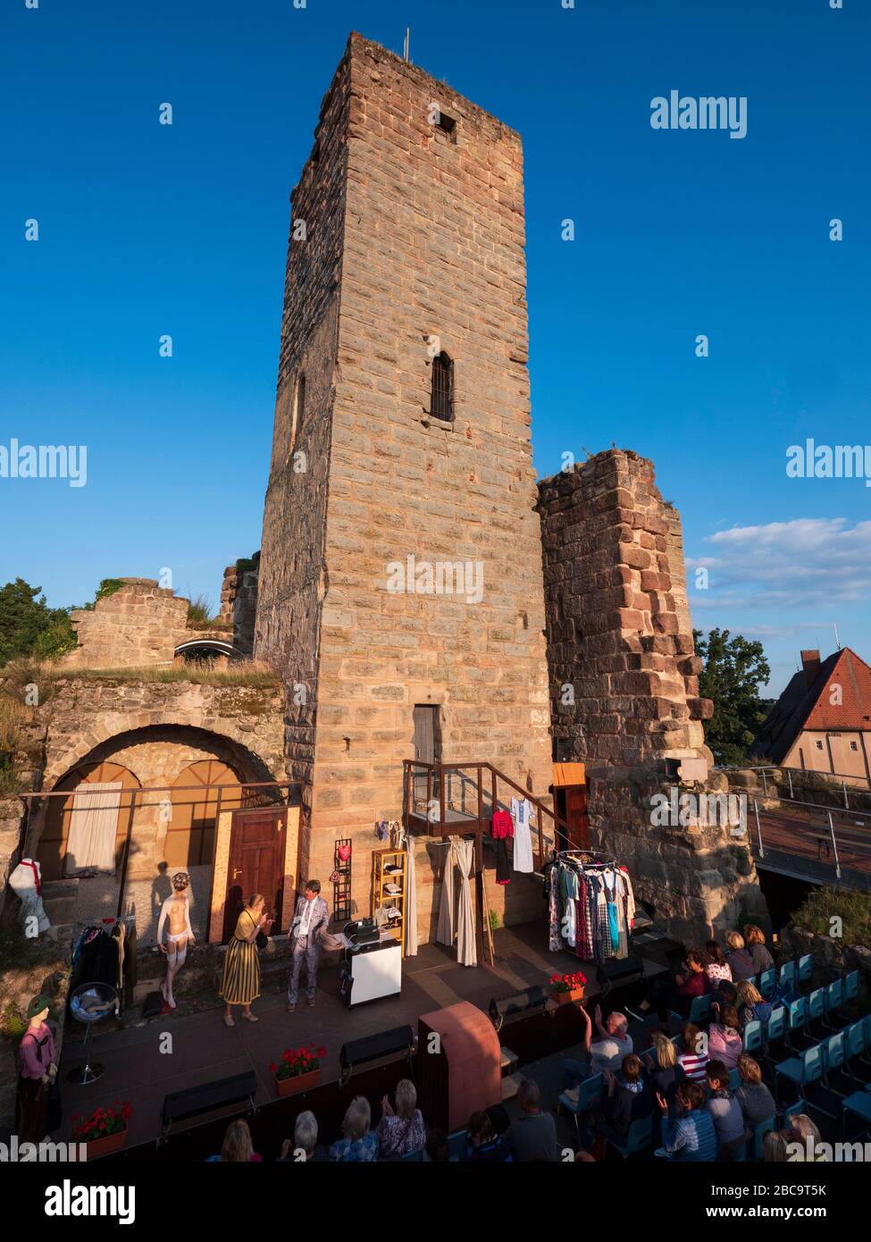 Hilpoltstein castle ruins, open air theater, Franconia, Bavaria, Germany Stock Photo