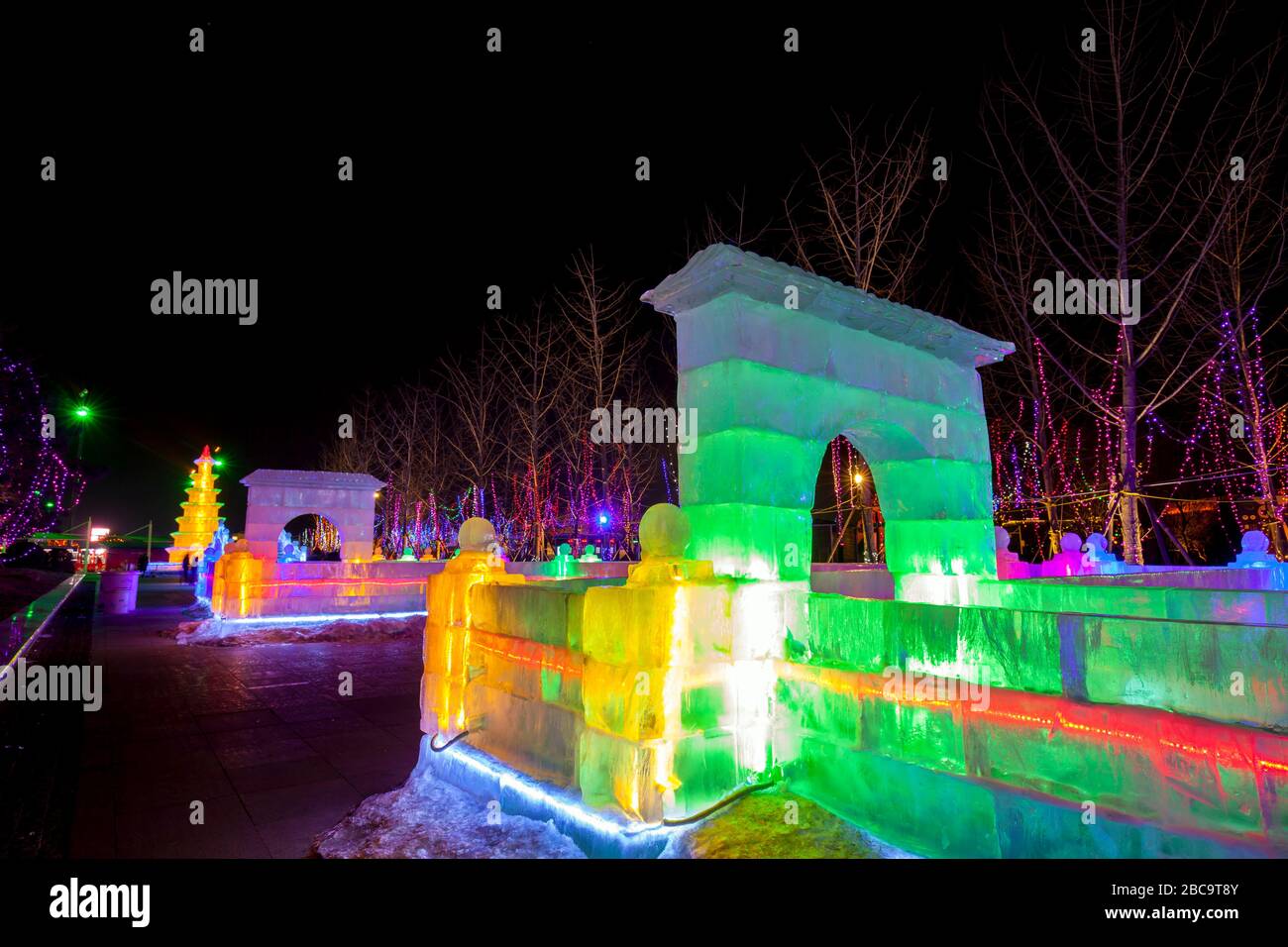 The ice sculptures at night Stock Photo - Alamy