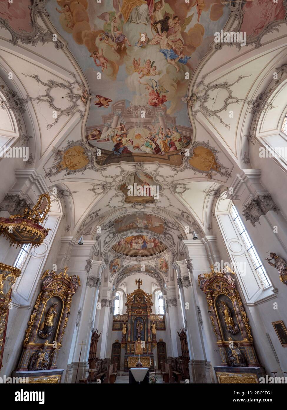 Collegiate Church of St. Nicholas inside, Old Town, Franconia, Bavaria, Germany Stock Photo