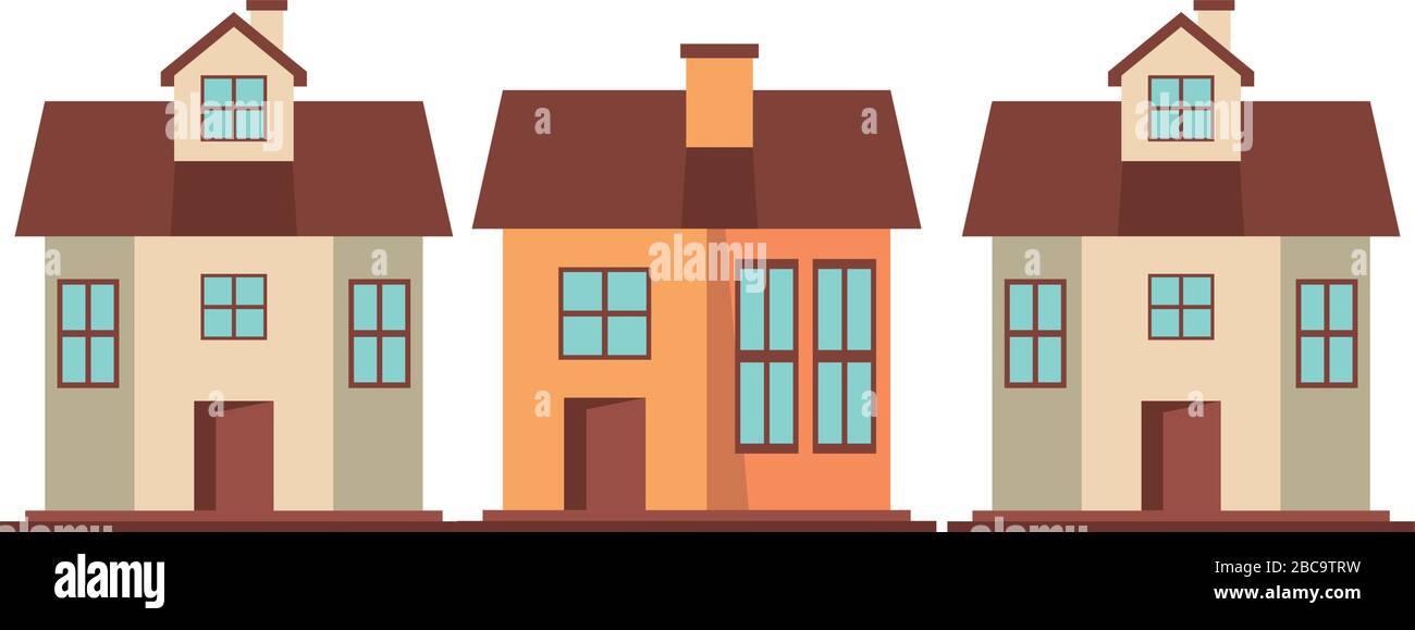 houses fronts facades isolated icons Stock Vector Image & Art - Alamy
