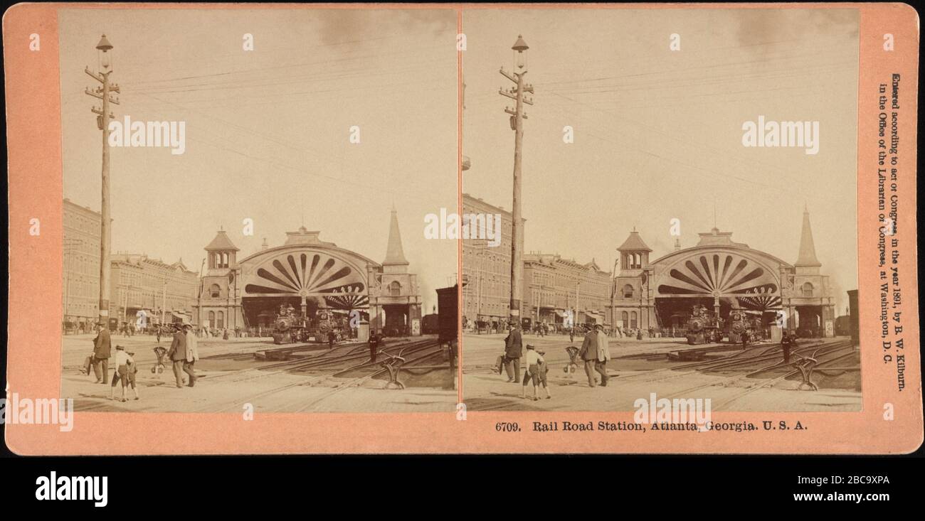Railroad Station, Atlanta, Georgia, USA, Stereo Card, 1891 Stock Photo