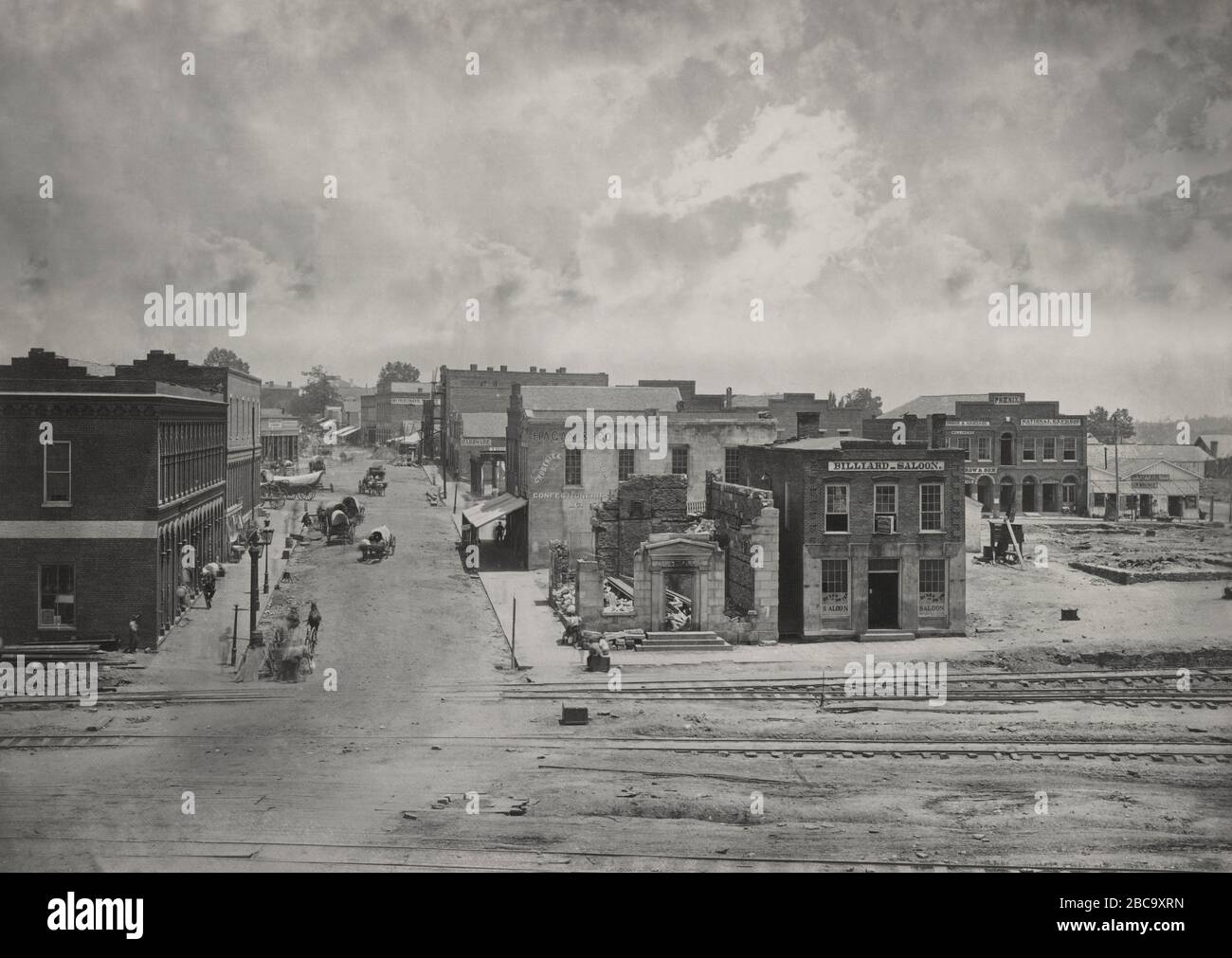 Street with Damaged Buildings, Atlanta, Georgia, photo by George N. Barnard, 1864 Stock Photo