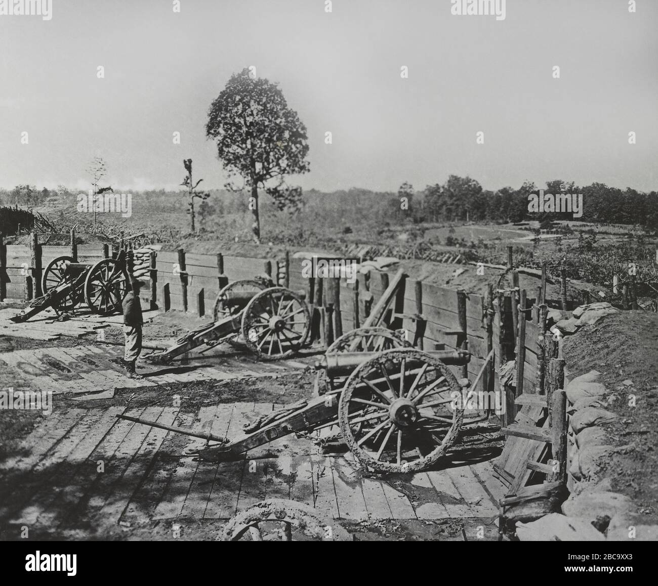 Confederate Fortifications around Atlanta, Georgia, photo by George N. Barnard, 1864 Stock Photo