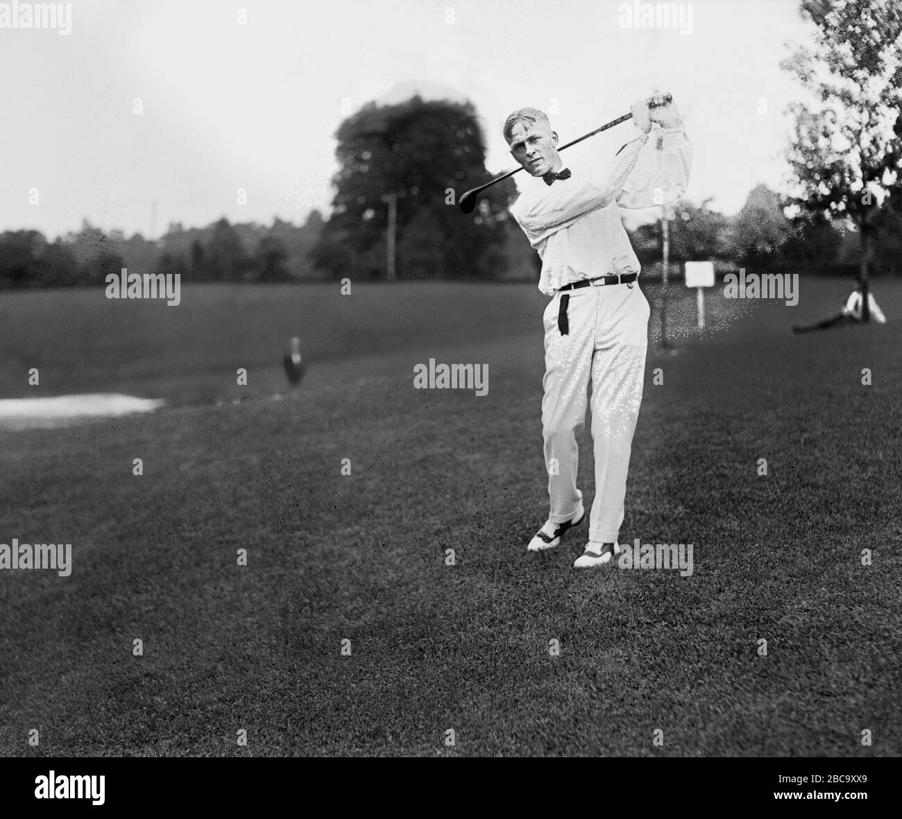American Amateur Golfer Bobby Jones, Portrait on Golf Course, Atlanta, Georgia, USA, National Photo Company, 1921 Stock Photo