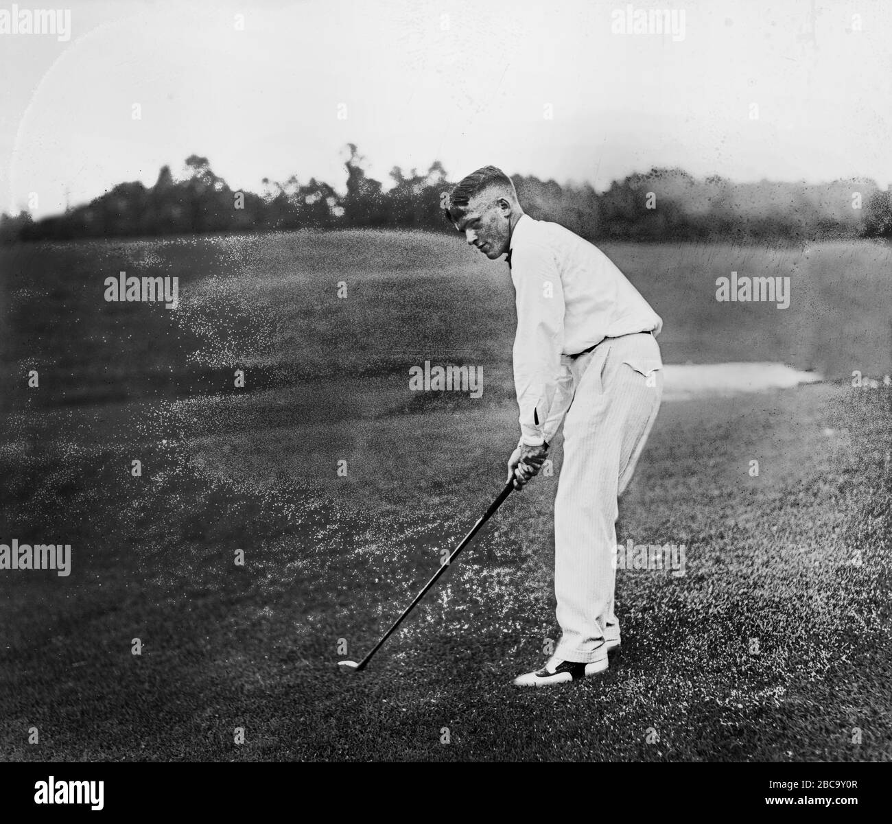 American Amateur Golfer Bobby Jones, Portrait on Golf Course, Atlanta, Georgia, USA, National Photo Company, 1921 Stock Photo