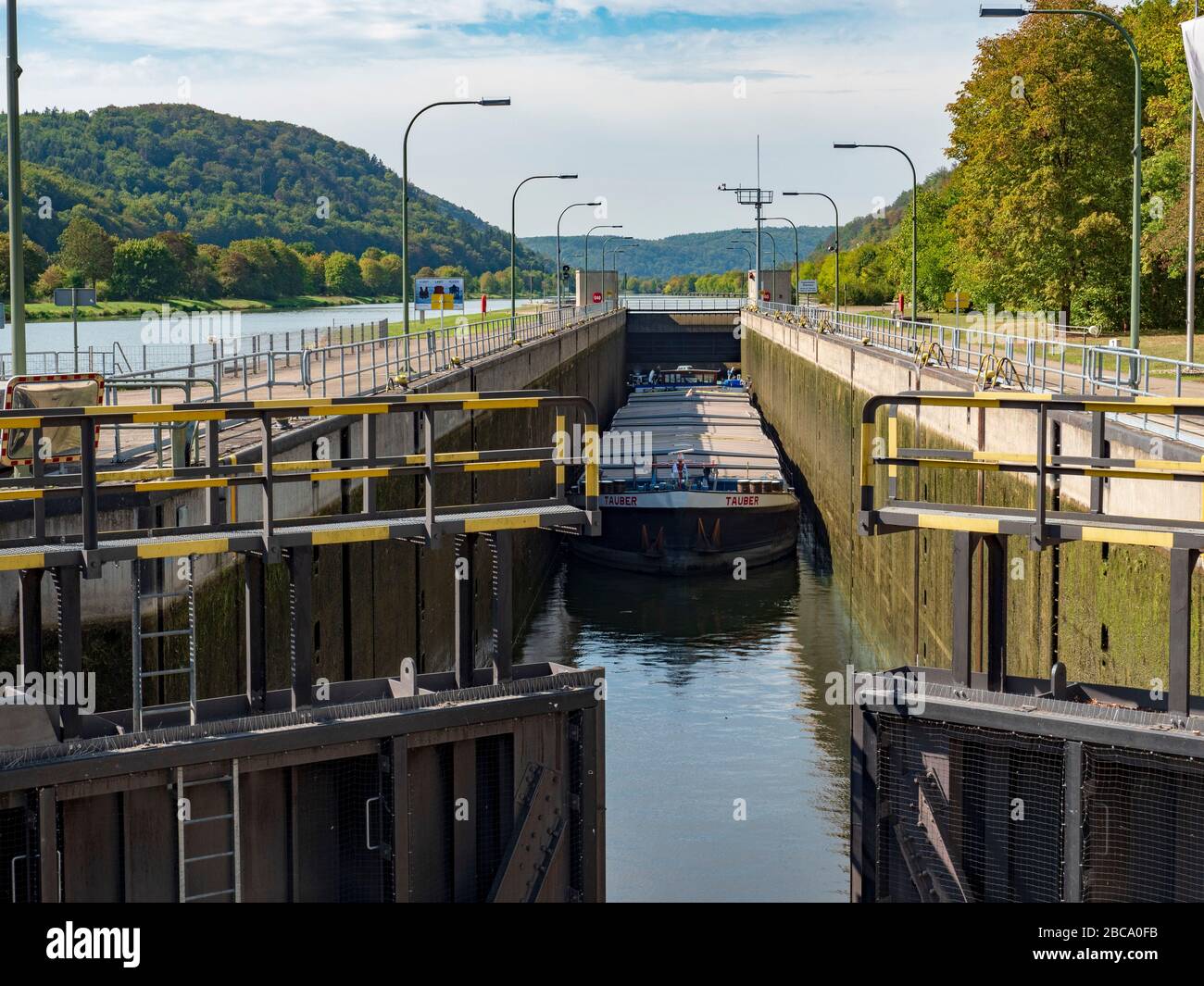 Main Danube Canal Lock at Kelheim, Altmuehltal, Bavaria, Germany Stock
