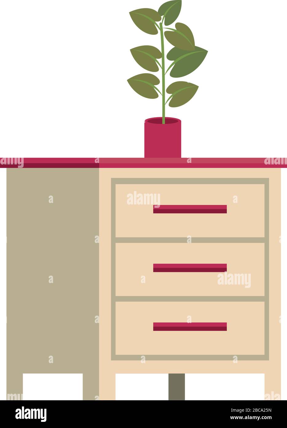 wooden drawer with houseplant forniture Stock Vector Image & Art - Alamy
