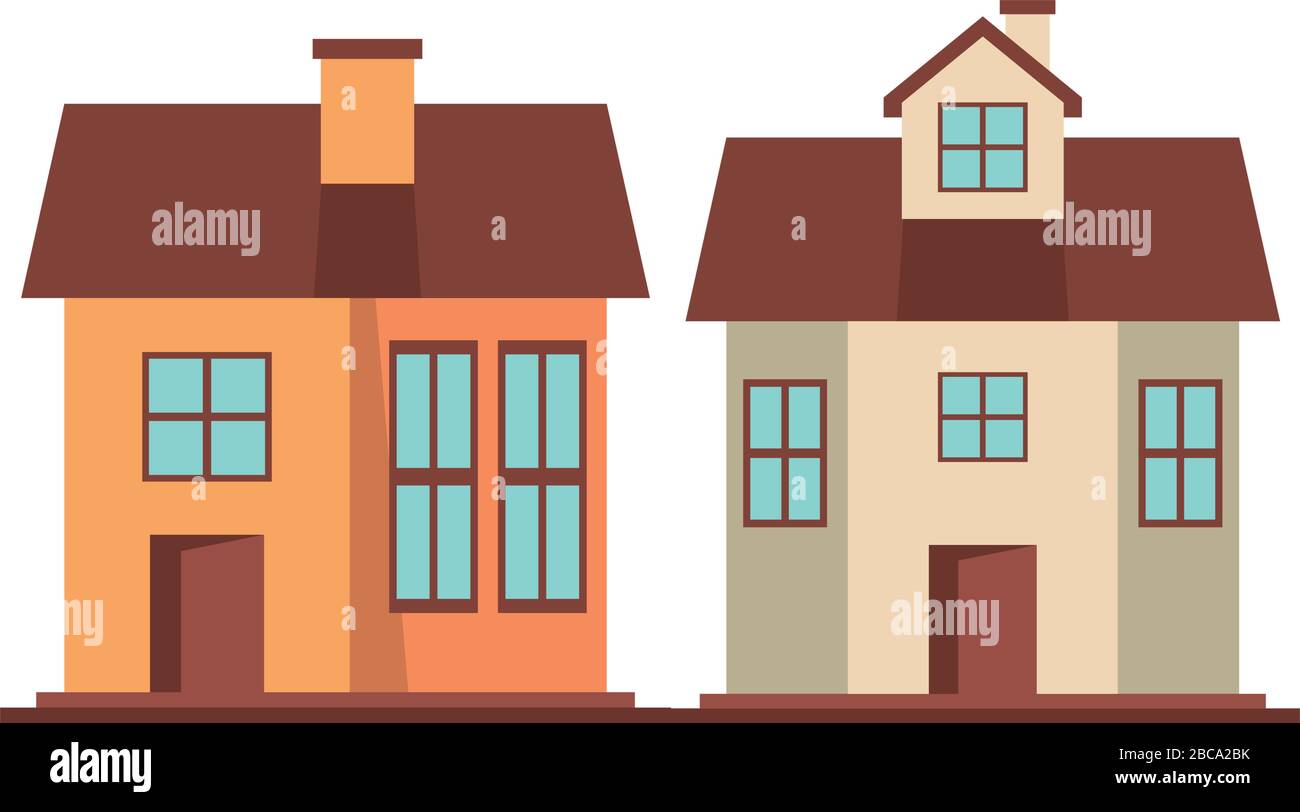 houses fronts facades isolated icons Stock Vector Image & Art - Alamy