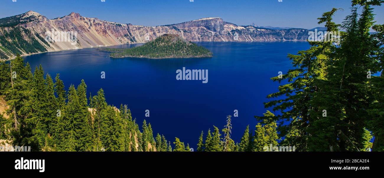 Wizard Island, Crater Lake National Park, Oregon  USA Stock Photo