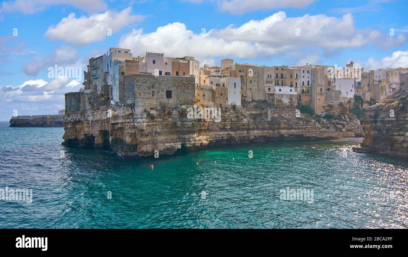 View At Ancient City Hanging On The Cliffs of Polignano a Mare, Apulia ...