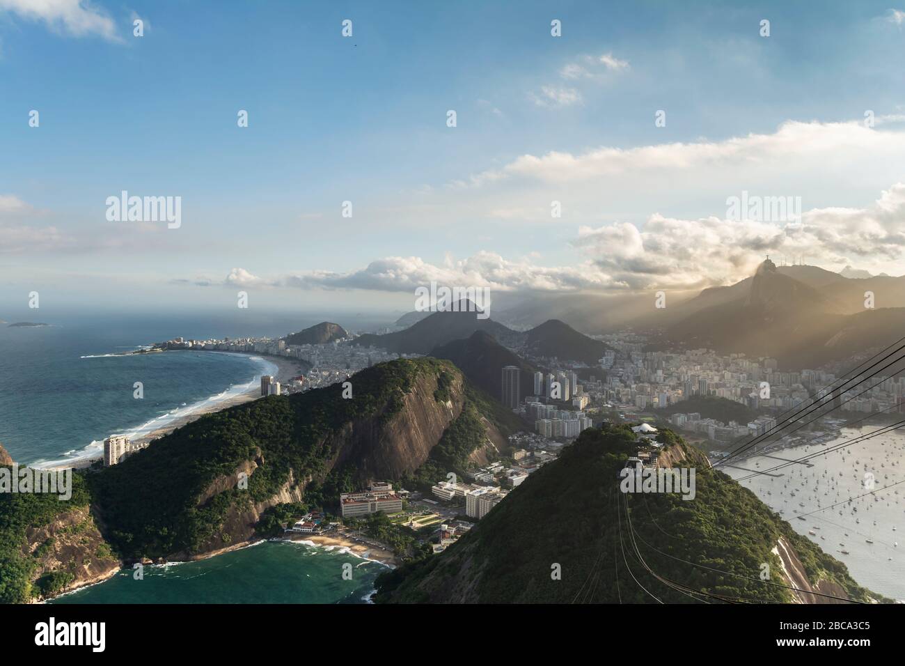 Aerial view of Rio de Janeiro city from Sugar loaf mountain, Brazil Stock Photo