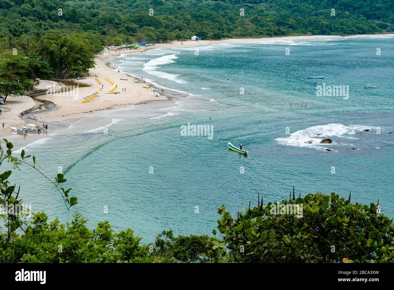 Castelhano's beach in the Atlantic rainforest of Ilhabela, Brazil. Stock Photo