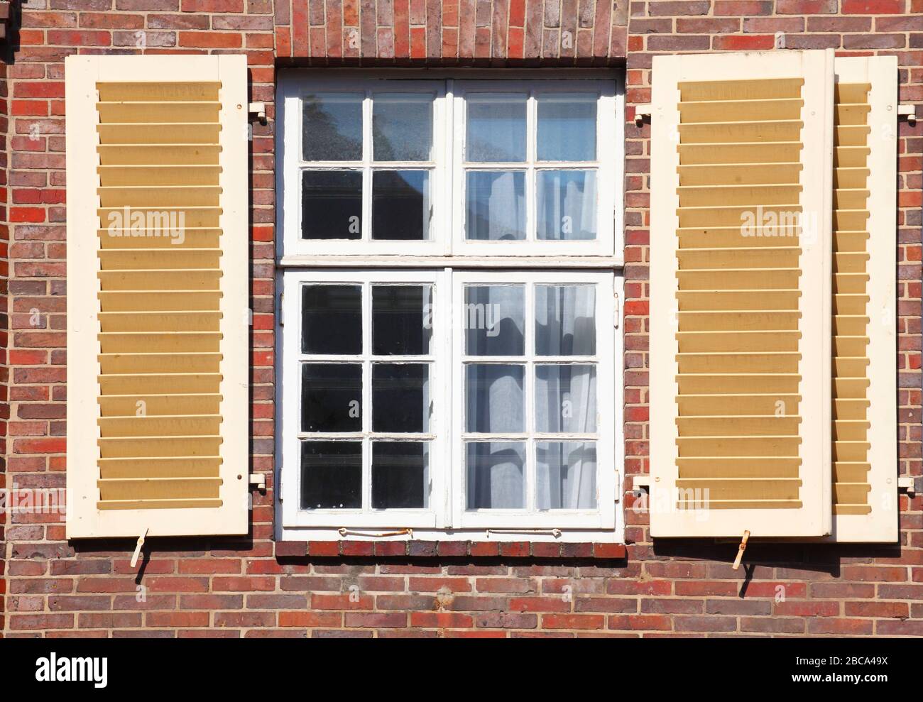Window, shutter, brick house, Delmenhorst, Lower Saxony, Germany