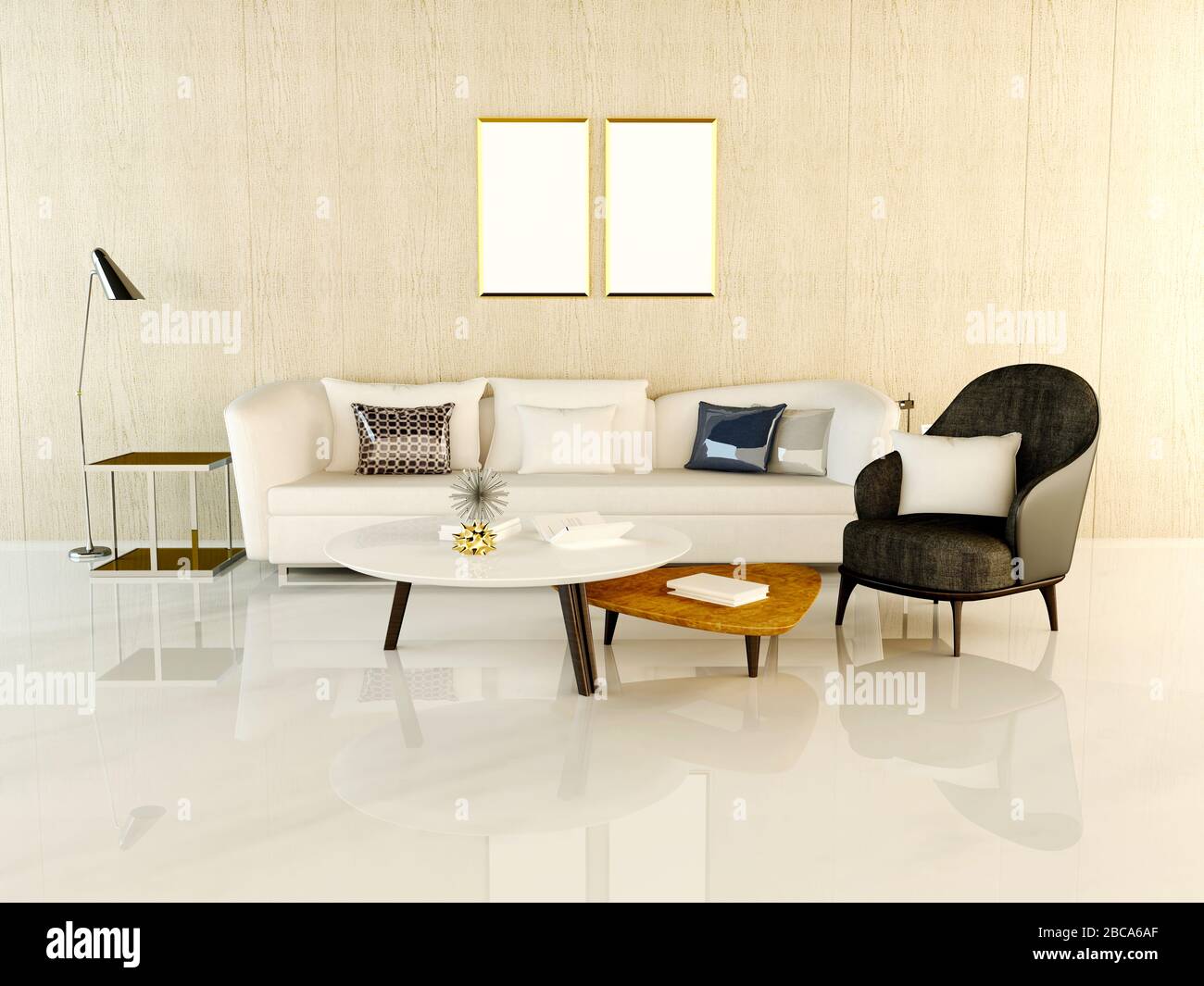 3d render of modern living room Stock Photo