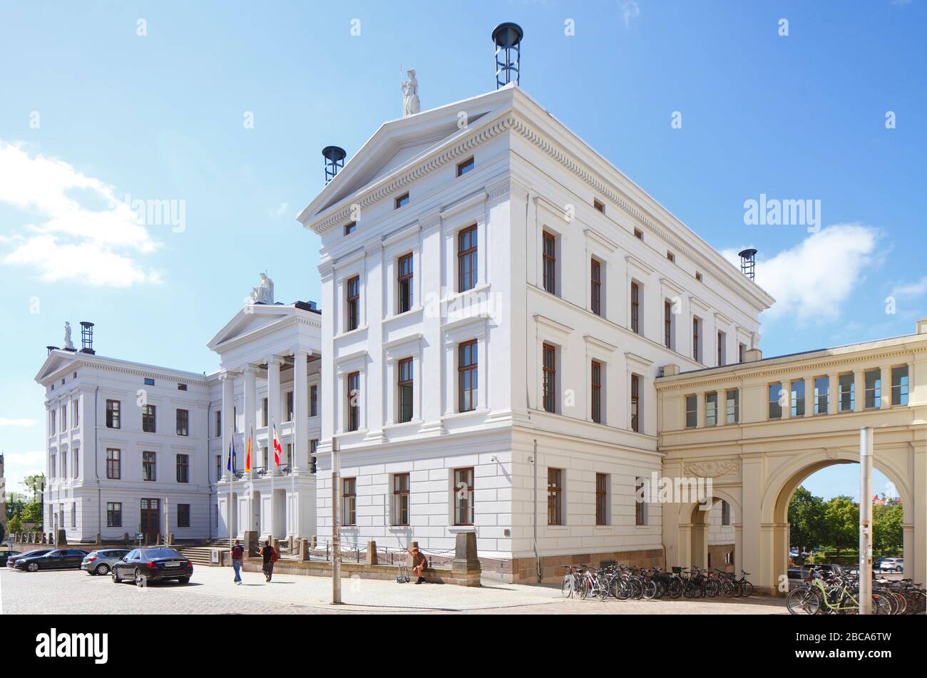 College building, State Chancellery and Ministry of Transport, Building and Regional Development, Schwerin, Mecklenburg-Western Pomerania, Germany, Eu Stock Photo