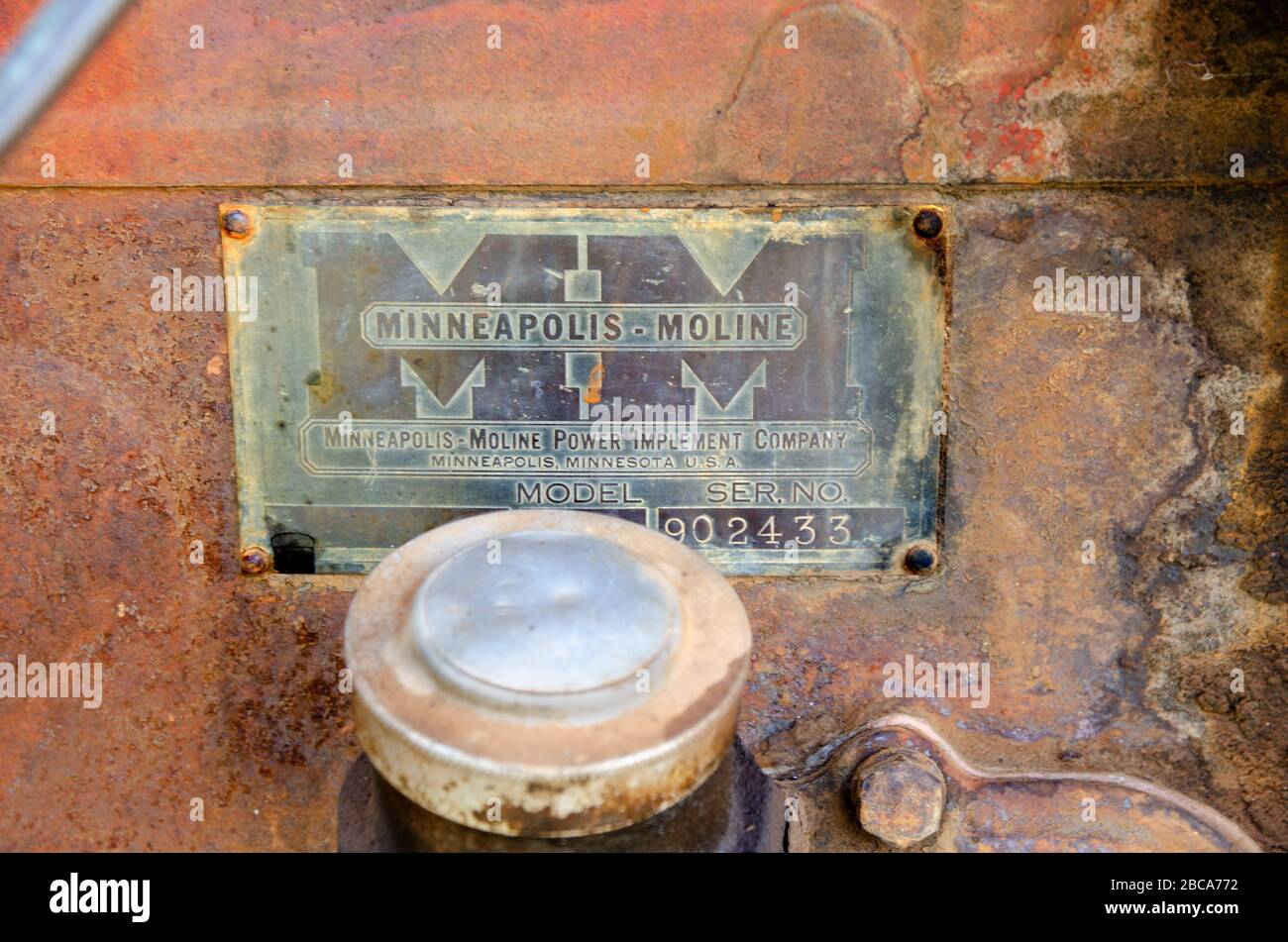 Historic Minneapolis-Moline Twin City Tractor Name Plate. Stock Photo
