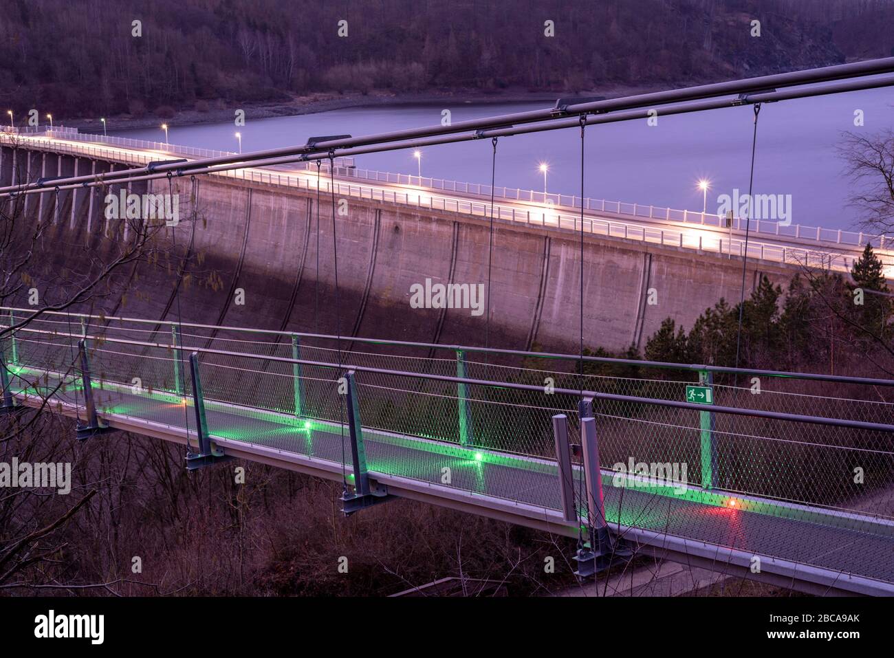Germany, Saxony-Anhalt, Wendefurth, Rappbodetalsperre, suspension bridge Titan RT, Harz Stock Photo