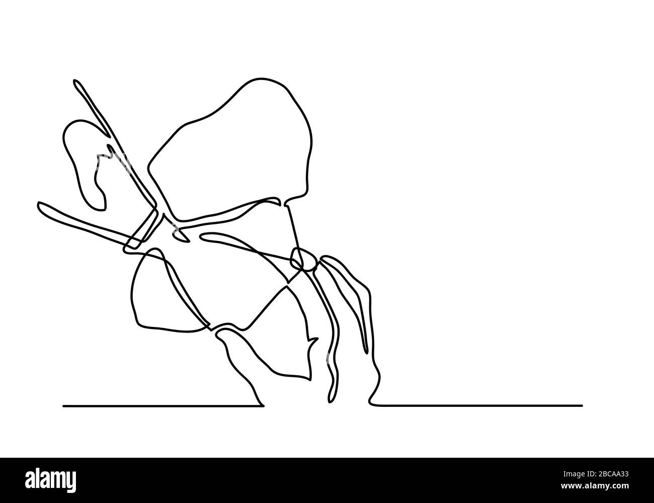 One continuous line drawing  medical face mask. Concept of corona virus. Stock Photo