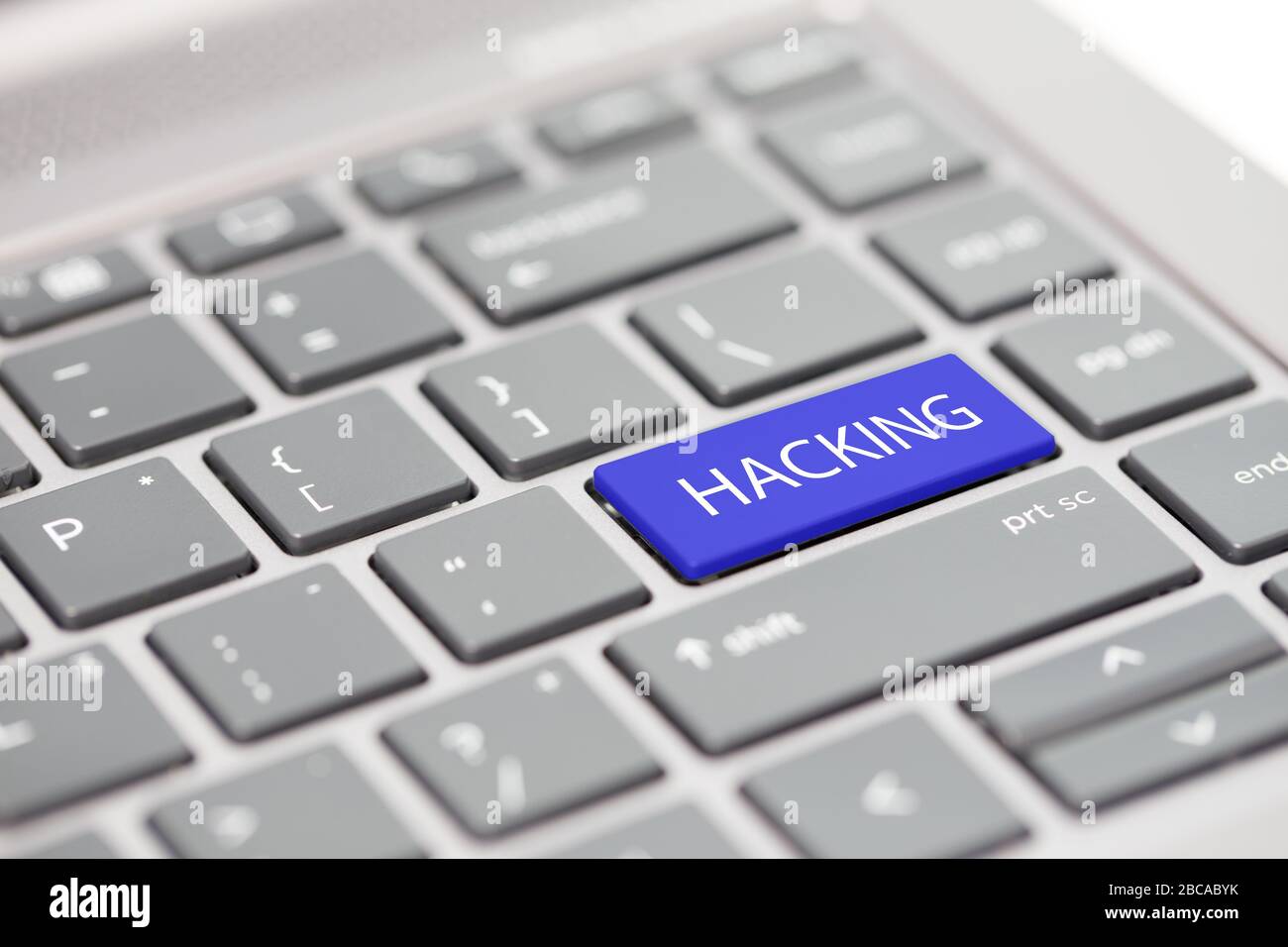 Cyber security hacking https MFA password phishing scam concept shown on close up enter key on notebook keyboard Stock Photo