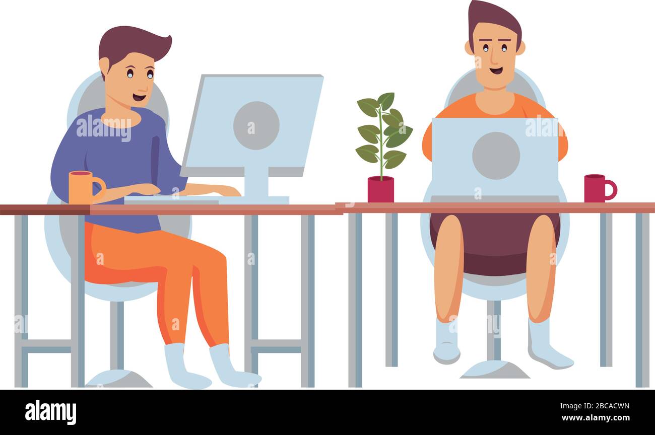 Computer Use Men Men laptop sofa Stock Vector Images - Alamy