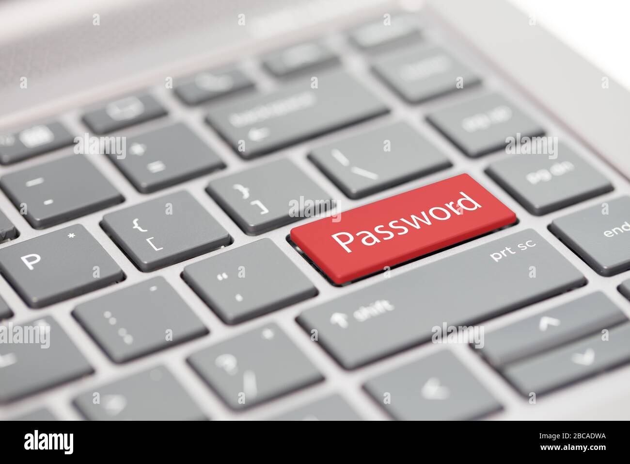 Cyber security hacking https MFA password phishing scam concept shown on close up enter key on notebook keyboard Stock Photo