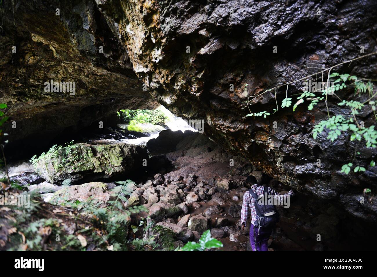 Gurguto natural rock bridge in Mankira, Kaffa, Ethiopia. Stock Photo