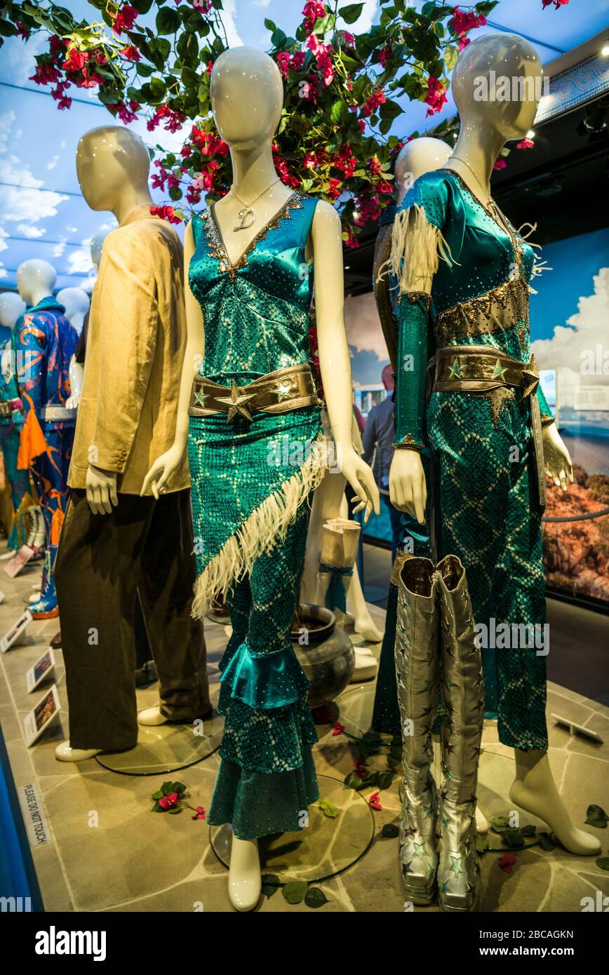 Sweden, Stockholm, Djurgarden, ABBA Museum, museum to the Swedish pop group Abba, costumes Stock Photo