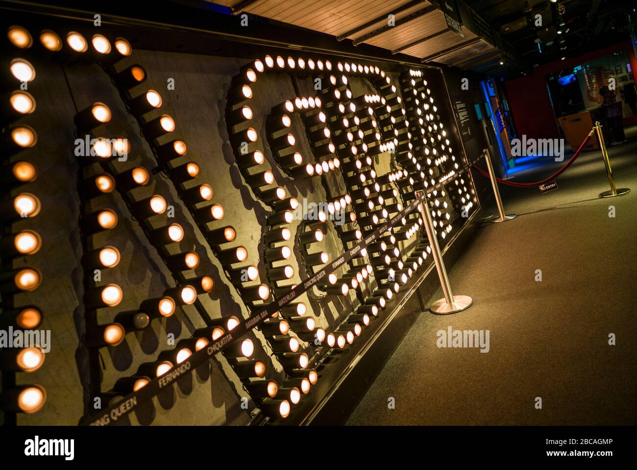 Sweden, Stockholm, Djurgarden, ABBA Museum, museum to the Swedish pop group Abba, sign Stock Photo