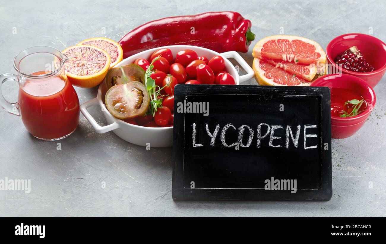 Foods Highest in Lycopene. Healthy food with antioxidants and vitamins