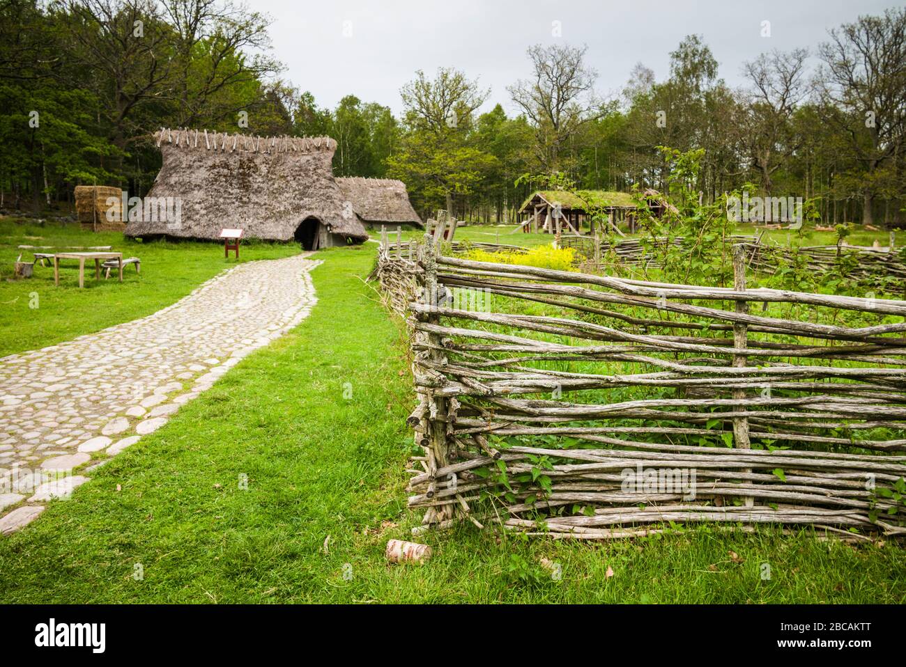 Sweden, Bohuslan, Tanumshede, Vitlycke Museum of the Bronze Age, Bronze Age farm Stock Photo Alamy