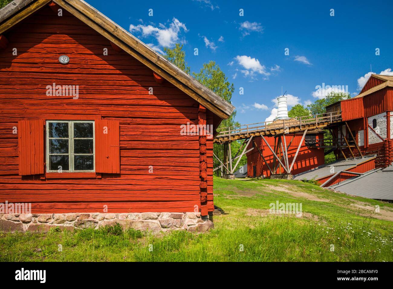 Sweden, Vastmanland, Angelsberg, Angelsberg Bruk, 18th century ironworks, timber-clad blast furnace Stock Photo