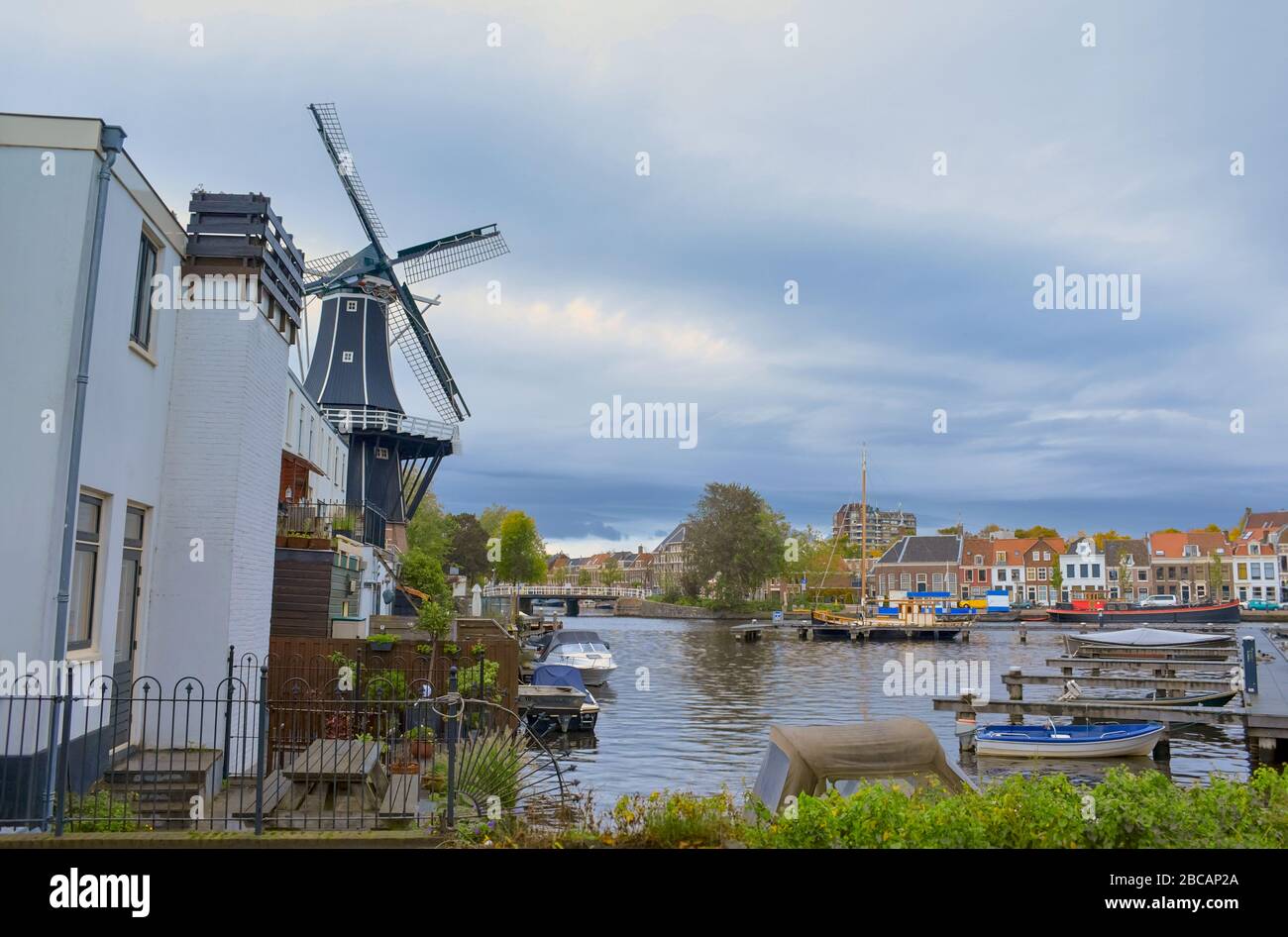 A Beautiful City View Of Haarlem In Amsterdam, Netherlands Stock Photo