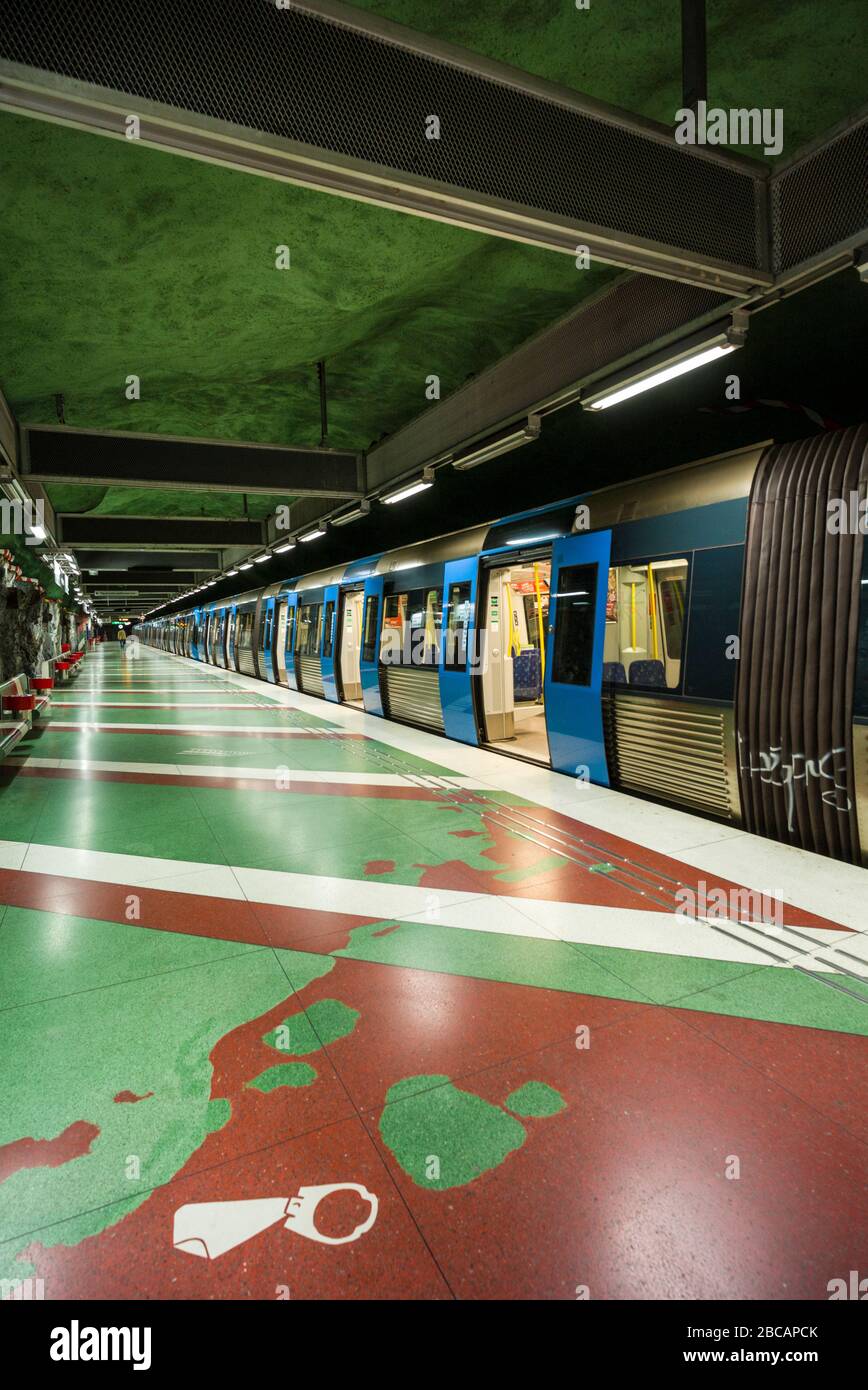 Sweden, Stockholm, Stockhom Underground Metro, Kungstradgarden Station Stock Photo