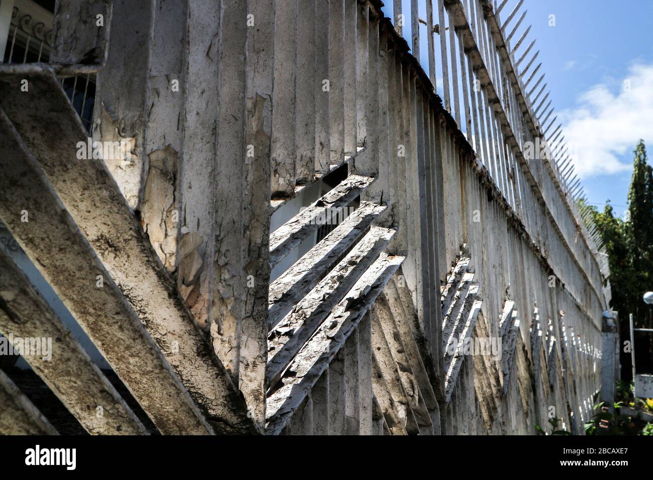 Old White Fence Stock Photo