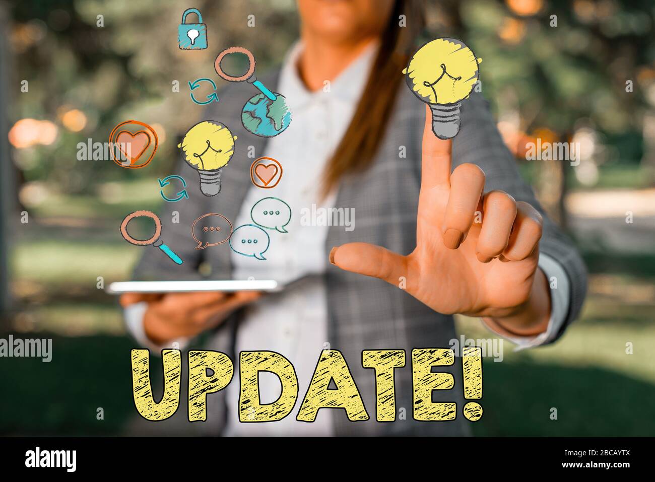 Text sign showing Update. Business photo showcasing make something more ... image.